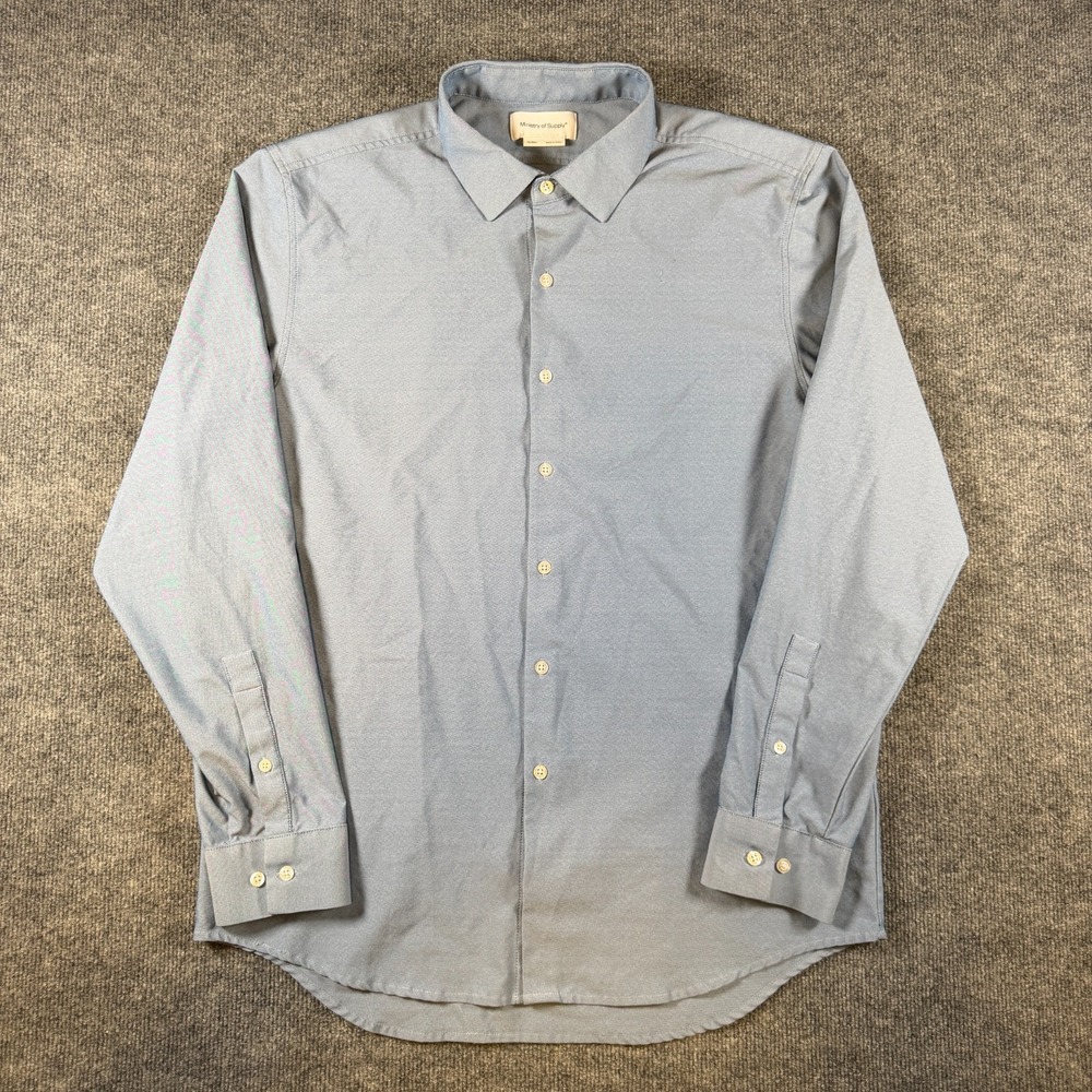 Ministry Of Supply Blue Long Sleeve Button Down Shirt XL Solid